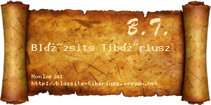 Blázsits Tibériusz névjegykártya
